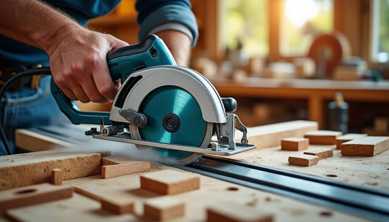 Illustration: Comprendre le rôle essentiel du rail de guidage Makita avec une scie circulaire