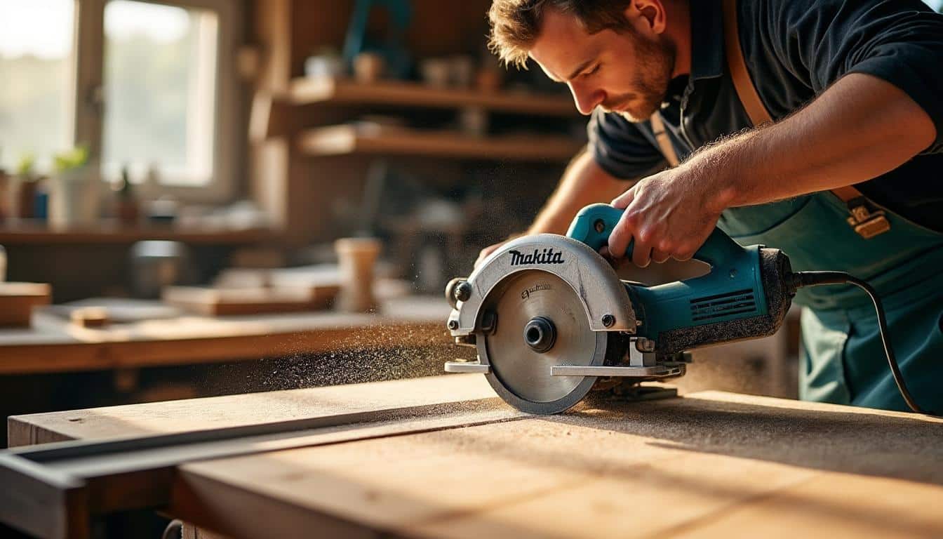 Illustration: Pourquoi utiliser un rail de guidage avec votre scie circulaire Makita change tout