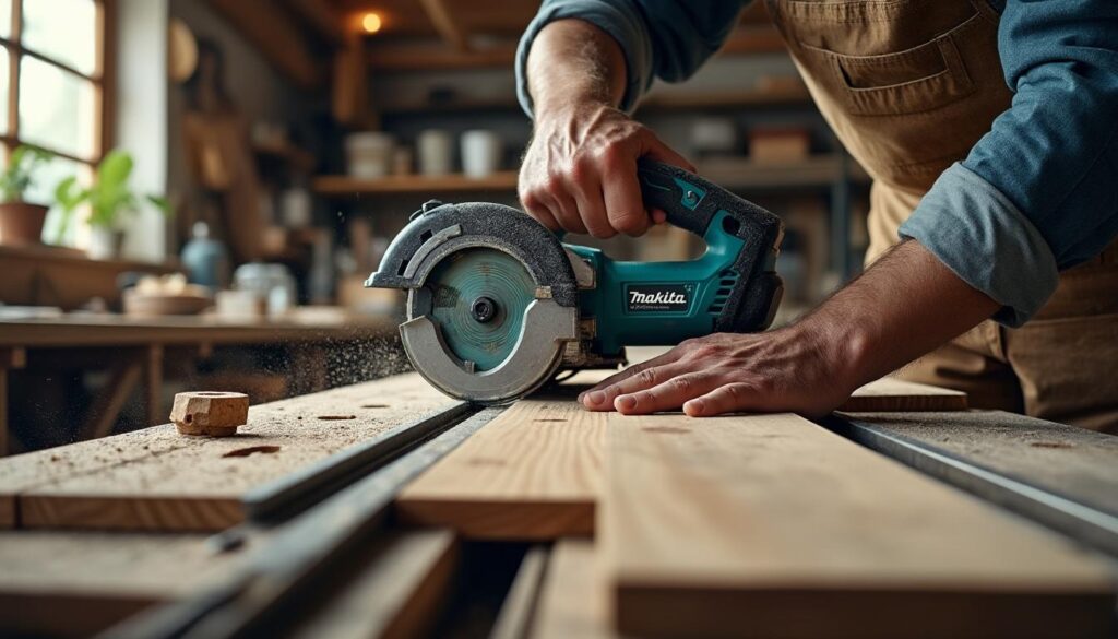 Scie circulaire Makita avec rail de guidage : précision et sécurité