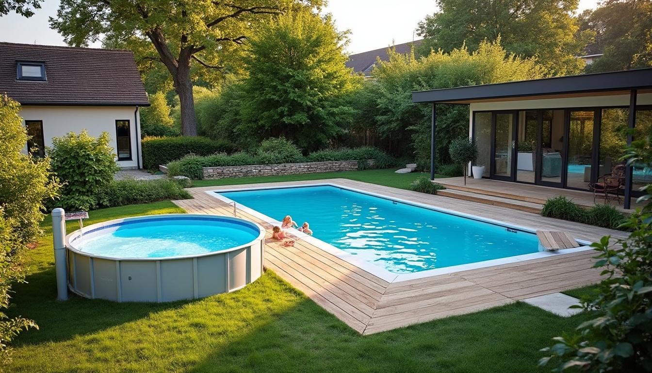 Illustration: Découvrez les différents modèles et formes de piscines hors sol adaptées à 1m50 de hauteur