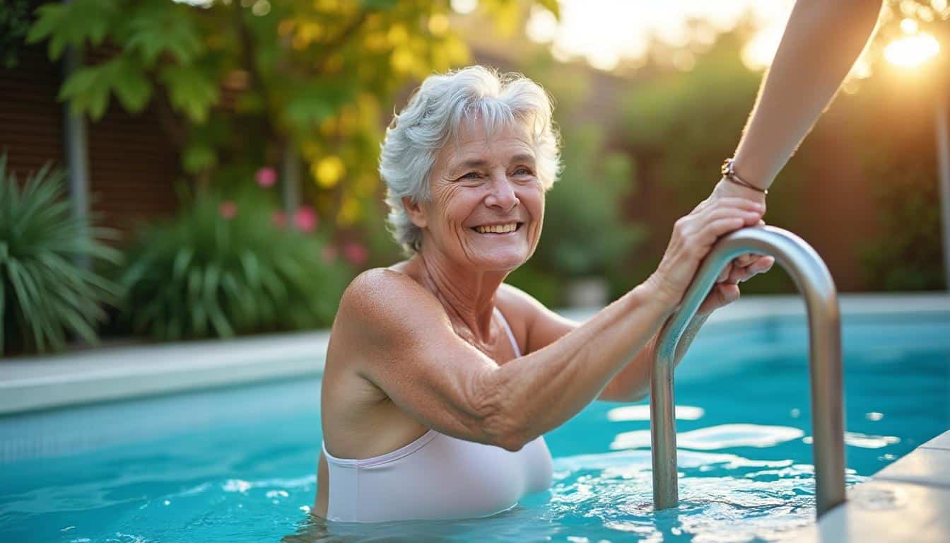 Illustration: Comprendre les spécificités d’une échelle adaptée aux seniors pour piscine hors sol